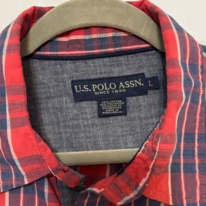 U.S. Polo Assn. Men's Red and Blue Checkered Shirt